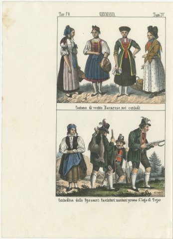 Bavarian Peasant Dress, a Spessart Woman and Mountain Hunters, 1842, view 2