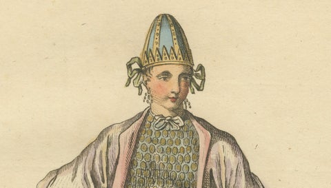 Antique Costume Print Young Lady of Bulgaria Traditional Dress Jefferys, 1749, close-up 5