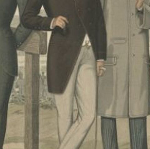 Antique Print of Men's Fashion in March, 1885, close-up 1