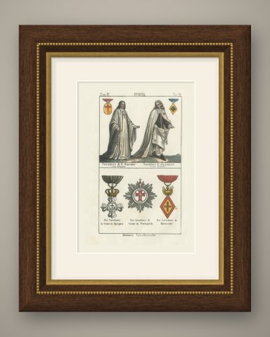 Knights of Santiago and Alcantara with Badges of Knightly Orders, 1842, shown framed