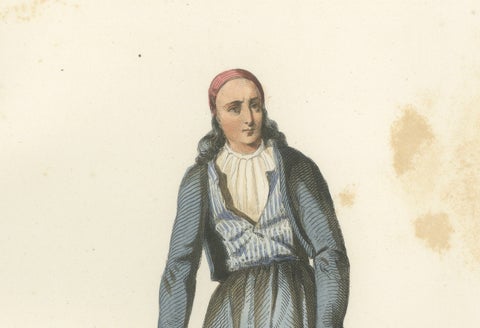 Set of Three Antique Iberian Costume Engravings, Spain & Portugal, circa 1850, close-up 3