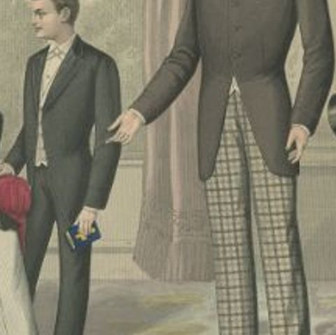 Antique Print of Men's Fashion in March 1889 by Klemm & Weiss, c.1900, close-up 2