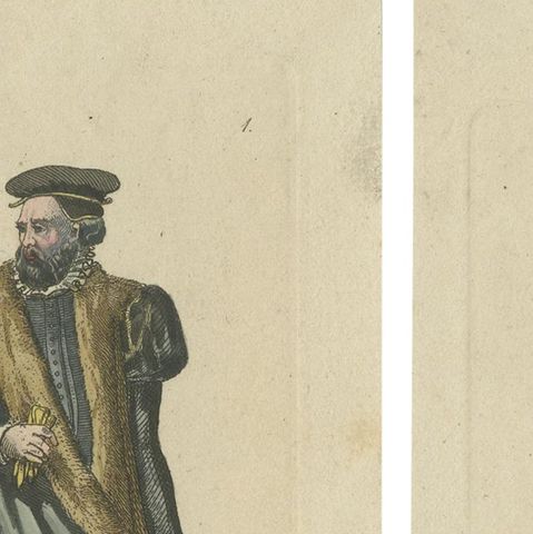 Renaissance Nobility: Württemberg and Mainz Engraved and Handcolored, circa 1850, close-up 1