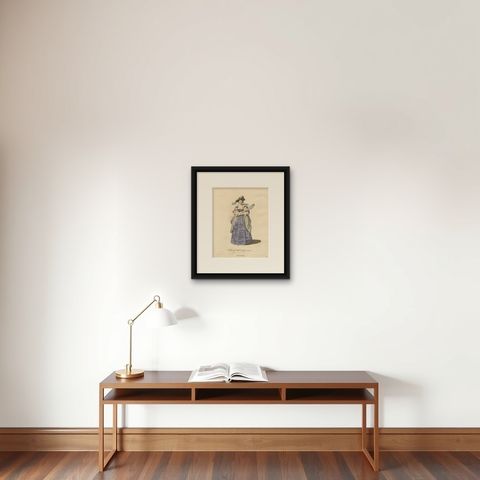 1620 Elegance: The Attire of a Painter's Muse Engraved, circa 1756, shown framed on a wall