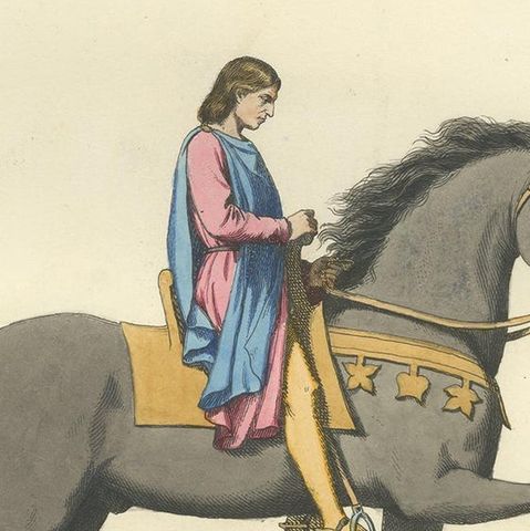 Podestat de Milan Antique Print, 1860, Historical Costume Art, close-up 2