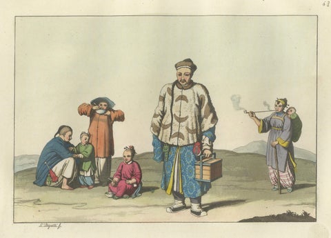 Chinese City Dwellers and Farmers, Ferrario Costume Print, c.1815, close-up 2