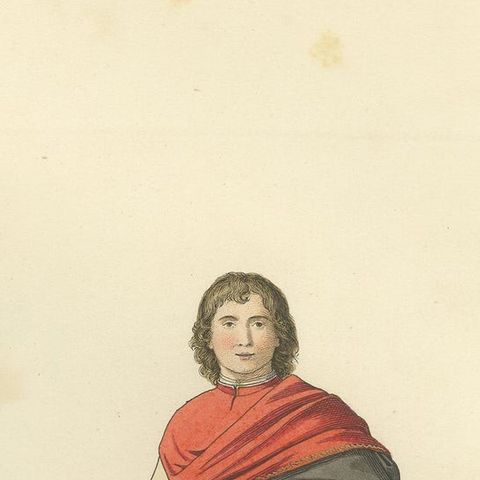Antique Print of a Military Costume, 15th Century by Bonnard, 1860, close-up 1