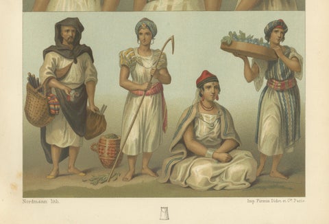 North African Costumes & Figures, Racinet Afrique Plates, Set of 2, 1888, close-up 4