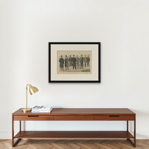 Antique Print of Fashion in May 1898 by Klemm & Weiss, circa 1900, shown framed on a wall