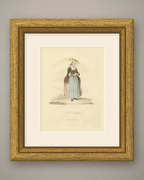 A Zealander, Zeeland Regional Dress, Antique Ackermann Print, 1817, shown framed