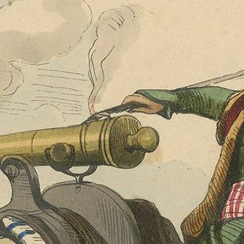 Antique Costume Print of a Persian Gunner by Wahlen, 1843, close-up 1