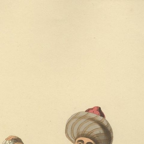 Antique Print of Ladle Bearer, The Military Costume of Turkey, 1818, close-up 1