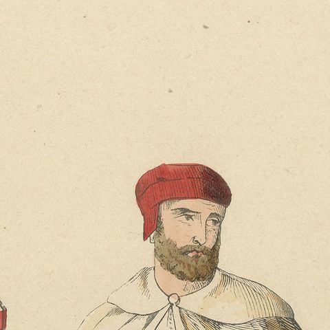 Templar in War Attire with Staff, Costume Di Moyen Age, 1847, close-up 5
