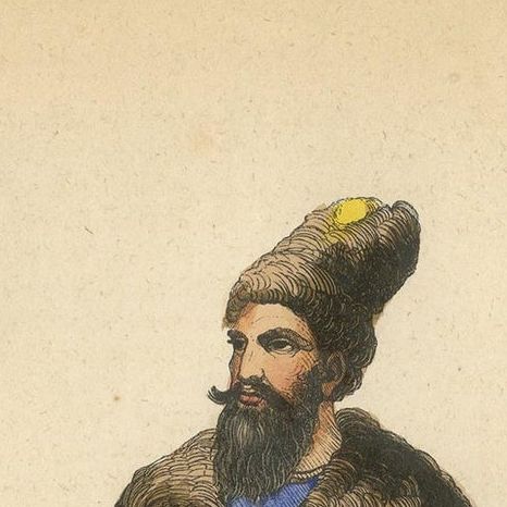 Antique Print of a Persian Nobleman by Wahlen, 1843, close-up 1