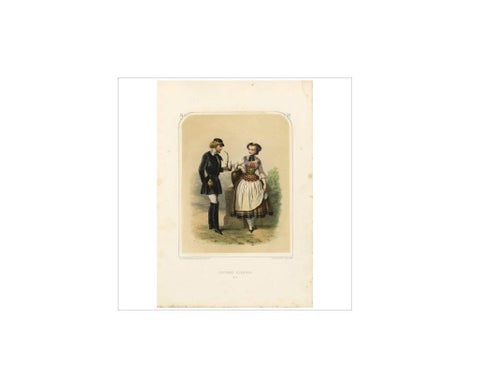 Antique Costume Print of Germany by A. Lacouchie, circa 1850, view 3