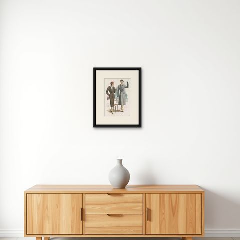 Vintage Fashion Print ‘Pl. 14207’ Published in Ladies Styles, 1951, shown framed on a wall