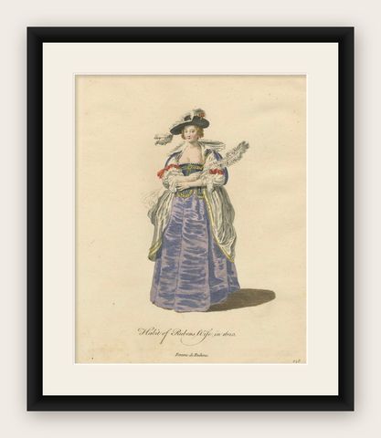 1620 Elegance: The Attire of a Painter's Muse Engraved, circa 1756, shown framed