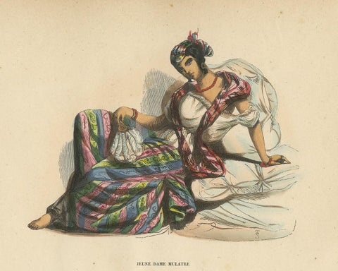 Antique Costume Print of a Young Mulatta by Wahlen, 1843, view 4
