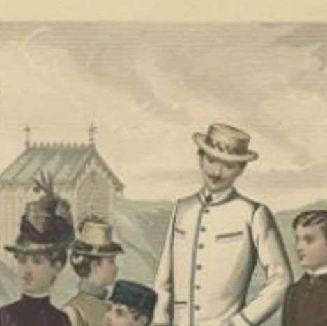 Antique Fashion Print named 'Le Progress', Published in, 1886, close-up 1