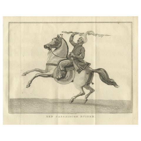 Mounted Warrior of the Kassai Region, Antique Costume Print, circa 1800