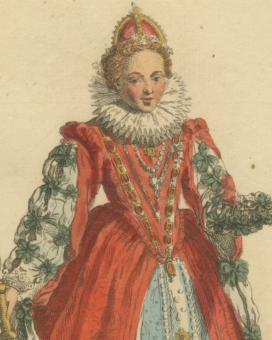 Elizabeth Queen of England as Protectress of Holland in 1585, Jefferys, 1757, close-up 1