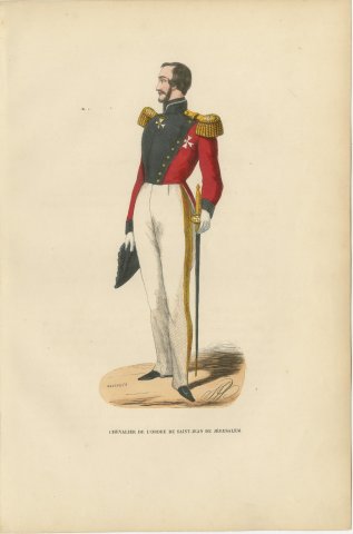 Knight of Saint John of Jerusalem, Costume of the Order, Wood Engraving, 1844, view 2