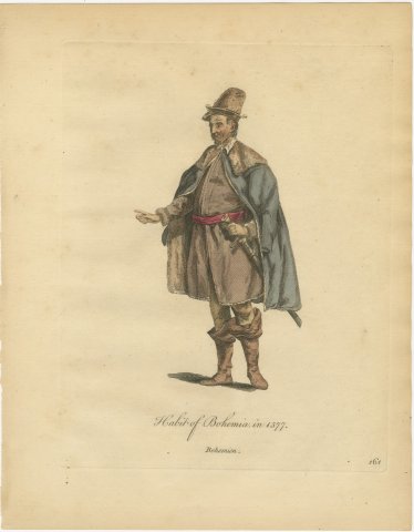 Man of Bohemia in Fur Hat and Fur-Lined Cloak, Costume of 1577, Jefferys 1757, view 2