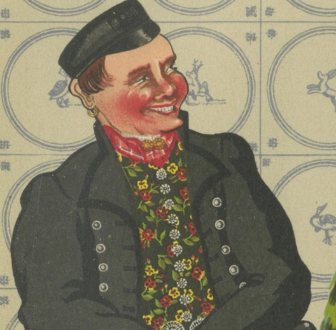Axel Family in Traditional Costume, Zeeland-Flanders, 1930s Lithograph, close-up 2