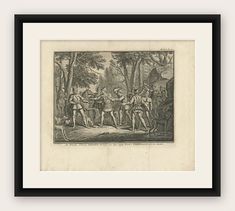 Antique Print of the Frisian Nobleman Galama by Tirion, 1749, shown framed