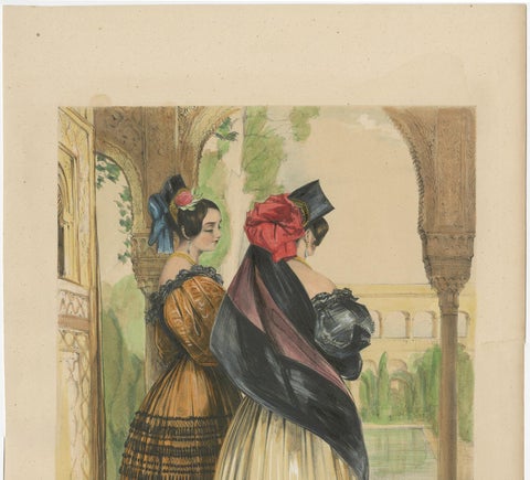 Antique Print of Two Spanish Ladies by J.F. Lewis, 1836, view 3