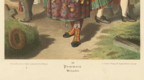 Pomeranian Traditional Costume Chromolithograph, Weizacker, c.1875, close-up 5