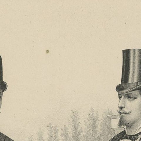 Rare Antique Print of Men's Fashion, c.1890, close-up 1