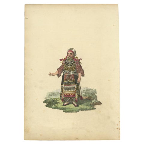 Antique Costume Print of a Woman from Finland, 1811