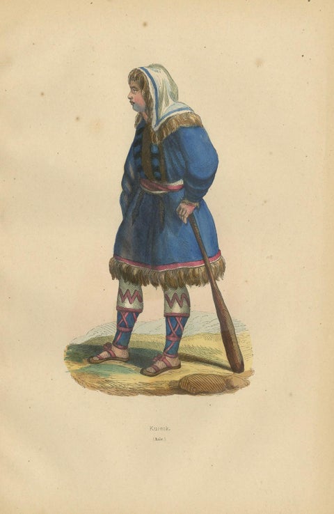 Traditional Kurek Attire in Handcolored Lithograph from 1844, close-up 4