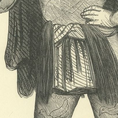 Native of Massacre Island, Antique Wahlen Costume Print, 1843-1844, close-up 3