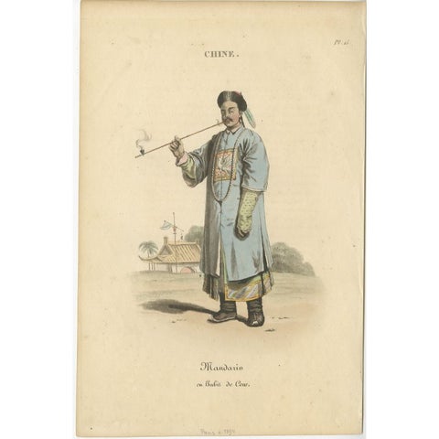 Antique Print of a Mandarin in Court dress, circa 1820