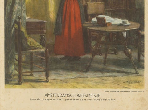 Amsterdam Orphan Girl in Traditional Costume, Print by N. van der Waay, 1923, close-up 2