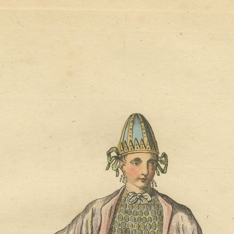 Antique Costume Print Young Lady of Bulgaria Traditional Dress Jefferys, 1749, close-up 6