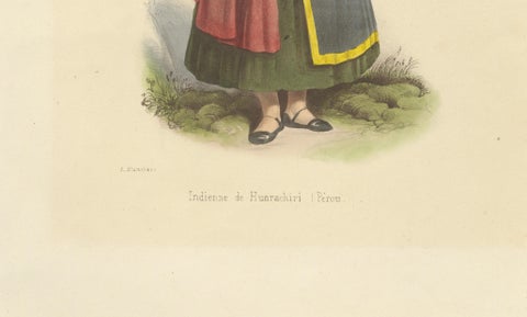 Peruvian Women's Costumes, Huarochirí & Huancavelica, Hand-Colored, 1841, close-up 5
