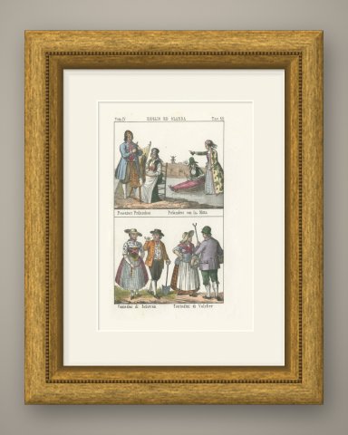 Frisian Fishermen, a Sledge on Ice and Peasants of Schouwen and Walcheren, 1842, shown framed