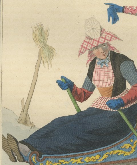 Molkwerum Sledge on the Ice, Frisian Costume Print, 1811, close-up 2