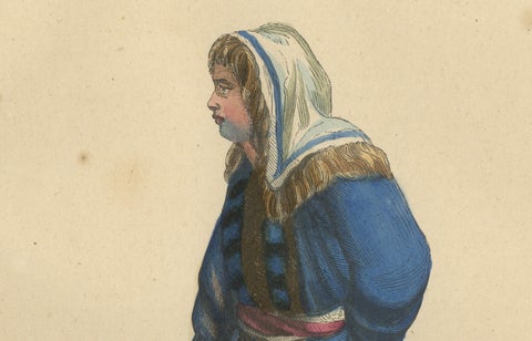Traditional Kurek Attire in Handcolored Lithograph from 1844, close-up 3