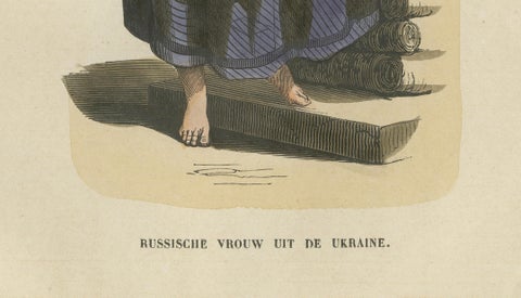 Russian Woman from Ukraine - Antique Costume Lithograph, c.1852, close-up 4