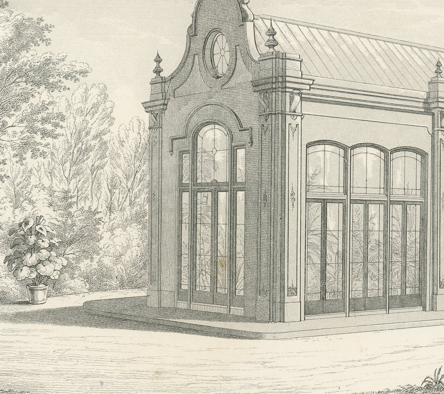 Orangery at Heidepark, Utrecht, Dutch Architecture Print, Leliman, 1865-1866, view 4