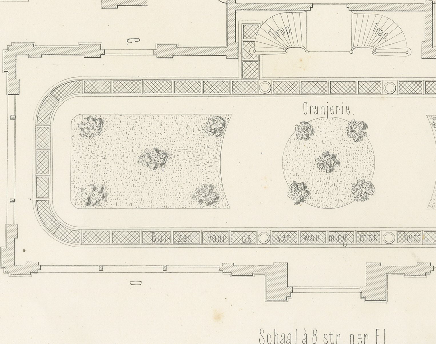 Orangery at Heidepark, Utrecht, Dutch Architecture Print, Leliman, 1865-1866, view 5