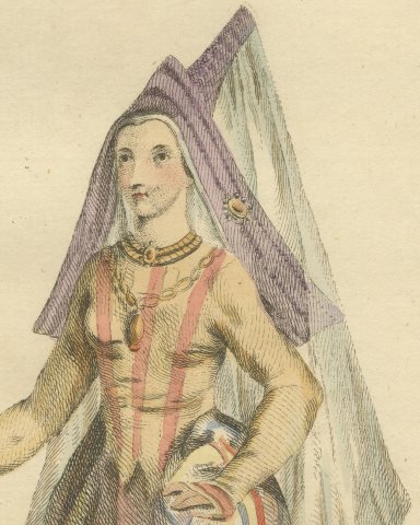 Countess of Holland and Zealand in 1480 with a Veiled Headdress, Jefferys, 1757, close-up 1