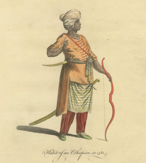 Habit of an Ethiopian, Early Ethnographic Costume Engraving, 1749, close-up 3