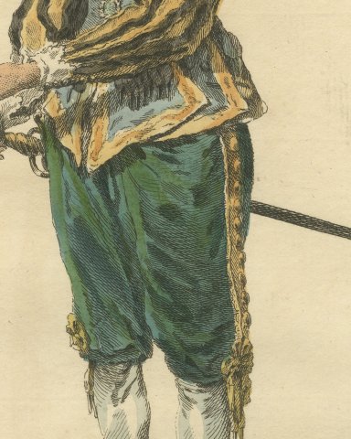 King Charles I in 1630, Caroline Court Costume, Jefferys Costume Print, 1757, close-up 2