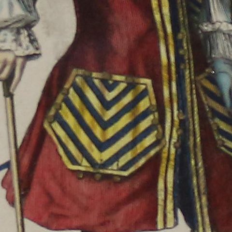 Copper Engraving Depicting the High Quality of the Fashion Under Louis XIV, 1684, close-up 2