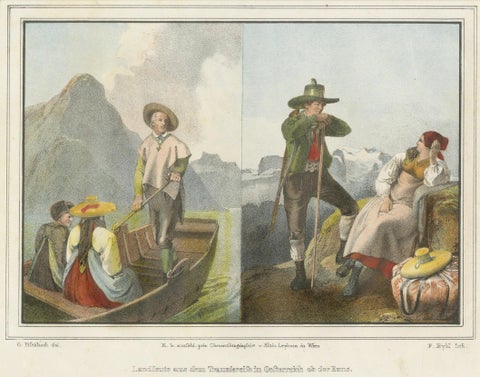 Austrian Folk Costume Pair, Hausruckkreis, Alpine Genre Scenes, 19th Century, close-up 3